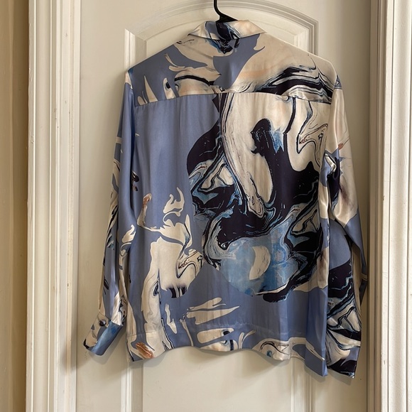 ♻️ New Lilysilk Vibrant Geode Print Silk Button Down Blouse size Small - Picture 4 of 7